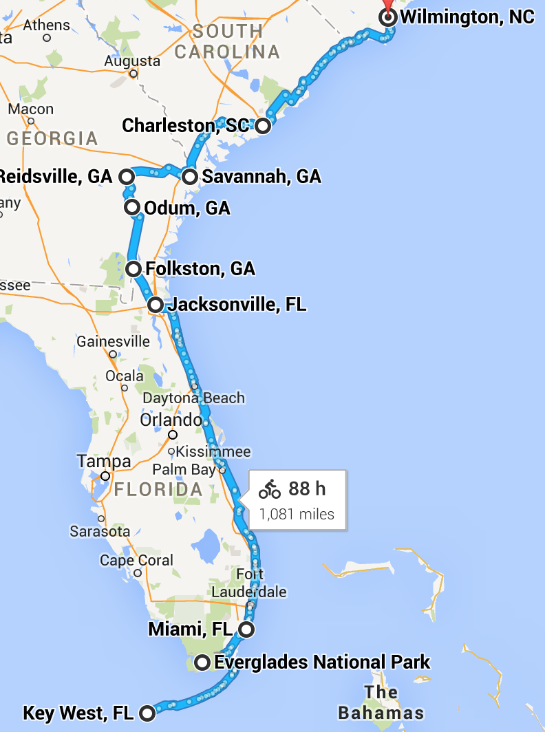   Phase 1: Key West, FL to Wilmington, NC  